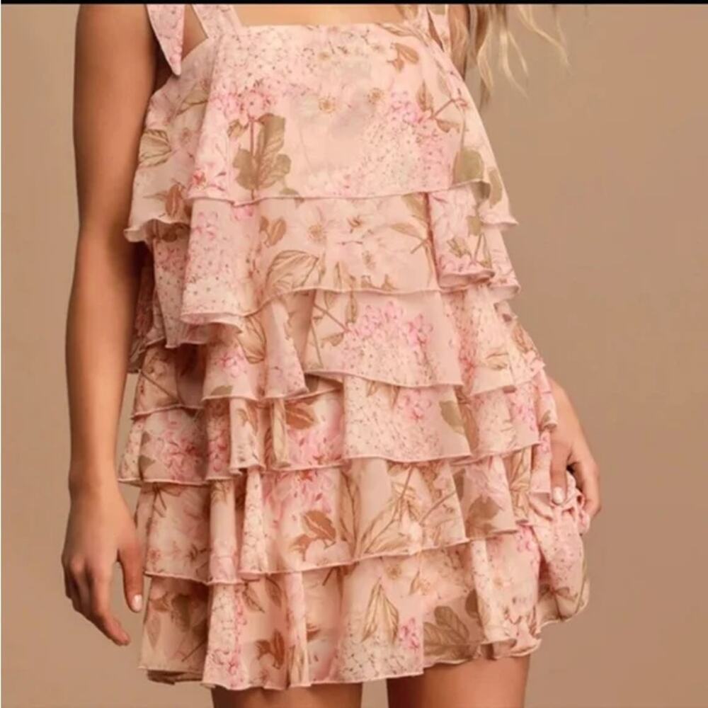 Show Me Your MuMu Women's Rowen Hydrangea Blooms Ruffle Mini Dress Size Small - Picture 3 of 12